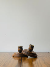Load image into Gallery viewer, mid-century wooden candle stick holders

